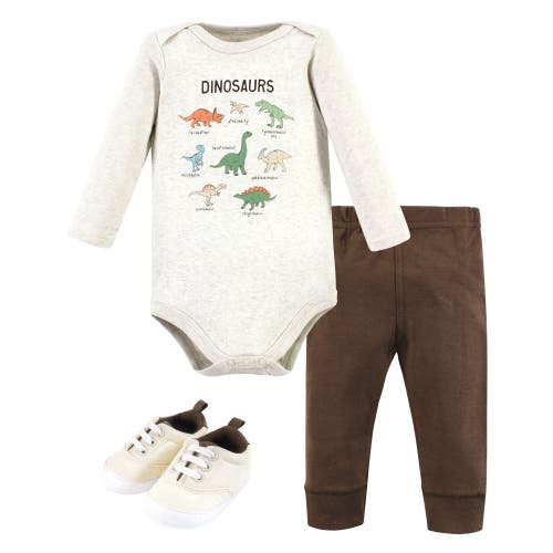 Hudson Baby Three-piece Long-sleeve Bodysuit Outfit With Pants And Footwear In Burgundy