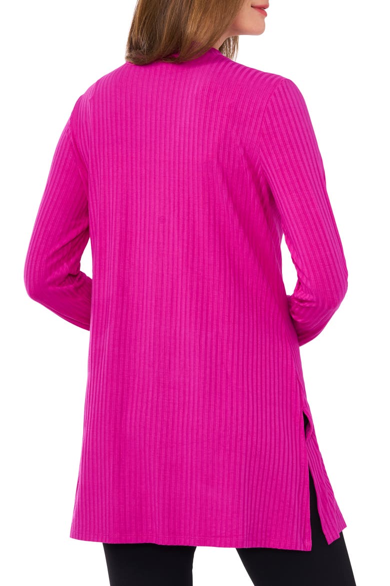 Open Front Rib Cardigan, Alternate, color, HOT PINK