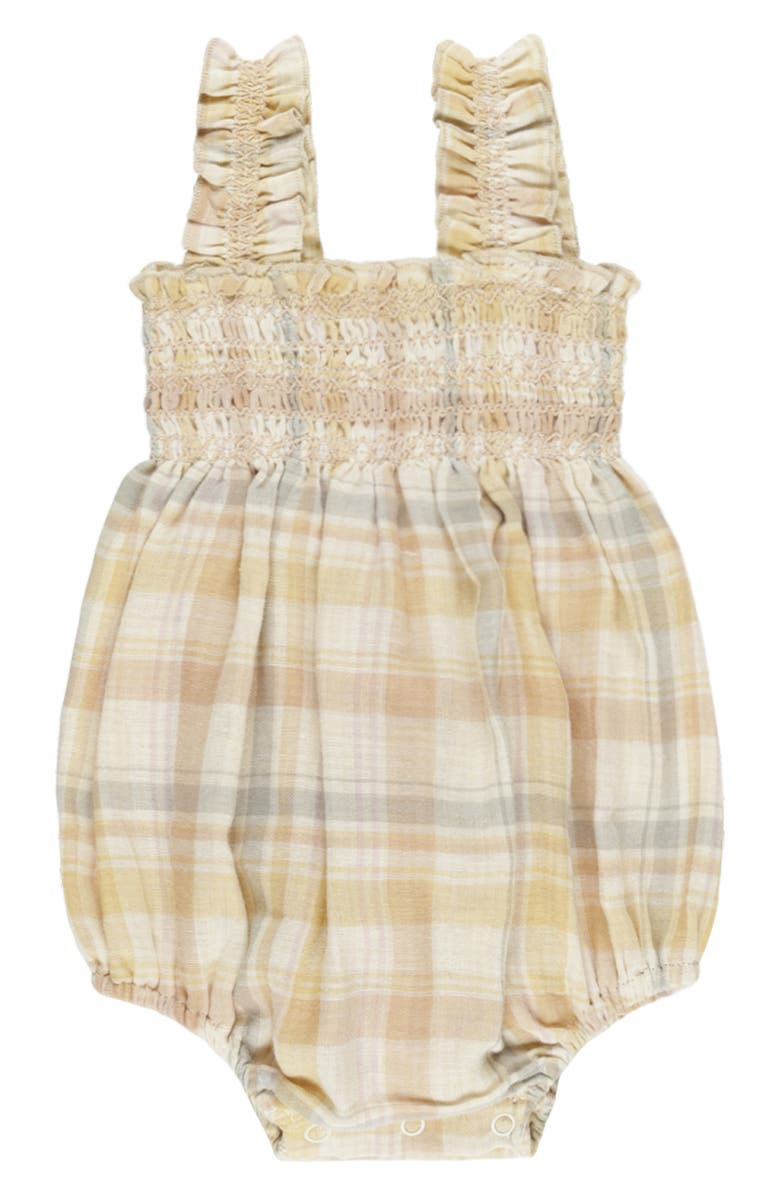 Rylee + Cru Julia Pastel Plaid Cotton Romper, Main, color, Plaid