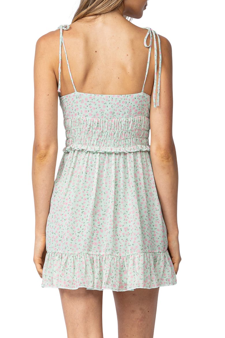 Ruffle Trim Shoulder Tie Minidress, Alternate, color, LIGHT GREEN