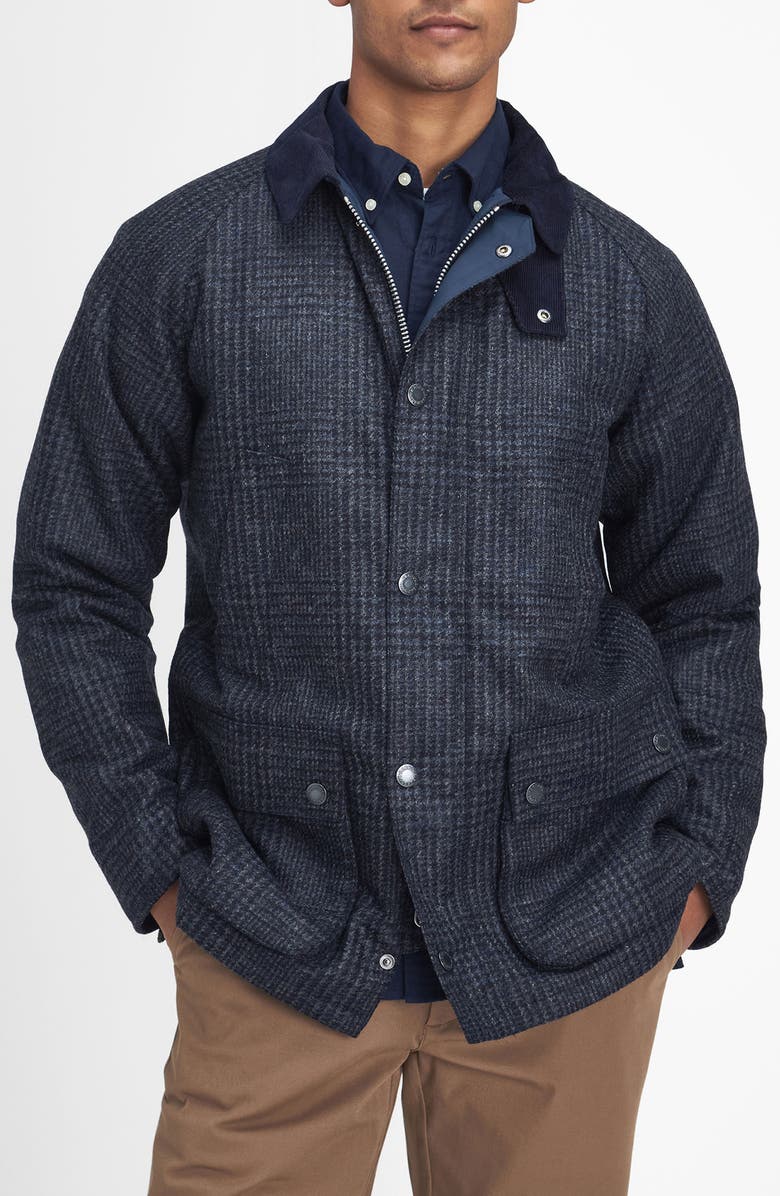 Barbour Bedale Check Wool Jacket, Main, color, Navy Blue