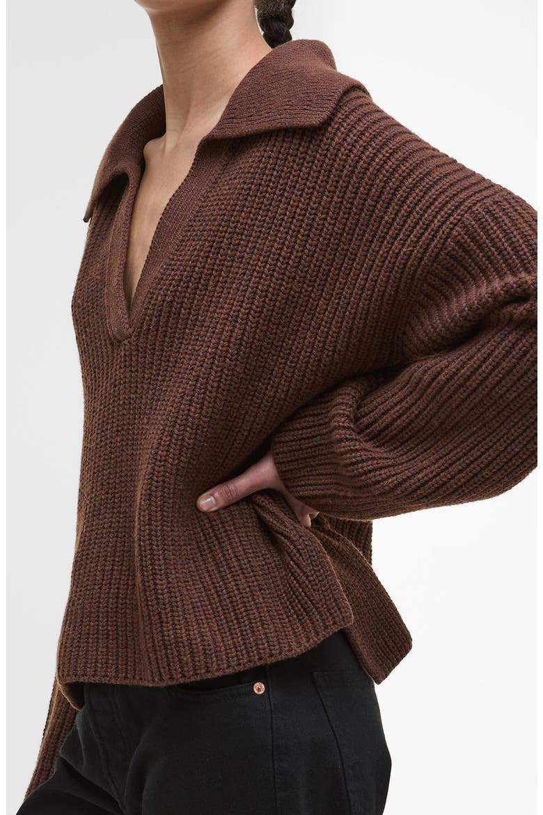 Robyn Cotton & Wool Blend Johnny Collar Sweater, Alternate, color, VICUNA