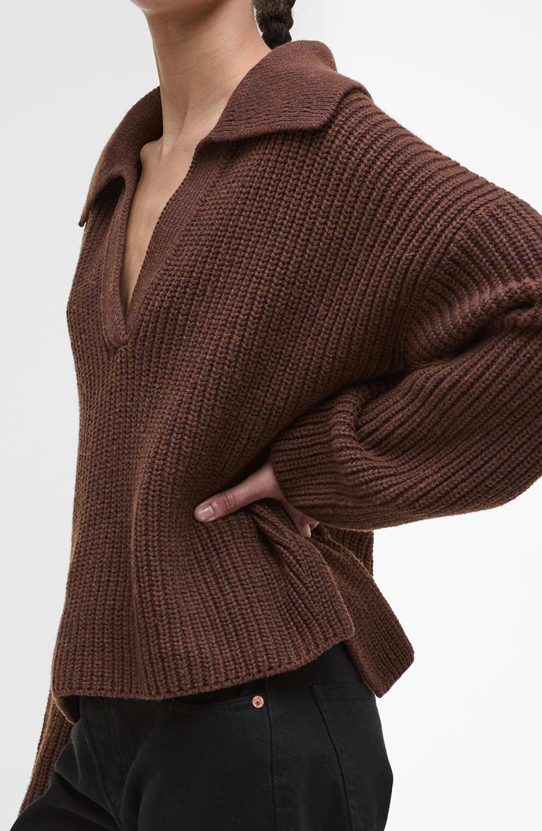 Barbour Robyn Cotton & Wool Blend Johnny Collar Sweater, Alternate, color, Vicuna