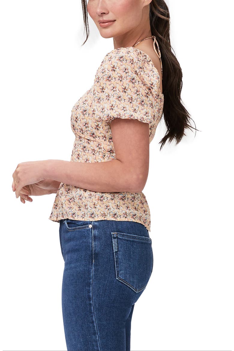 Azul Floral Tie Neck Puff Sleeve Top, Alternate, color, SUNKSSD
