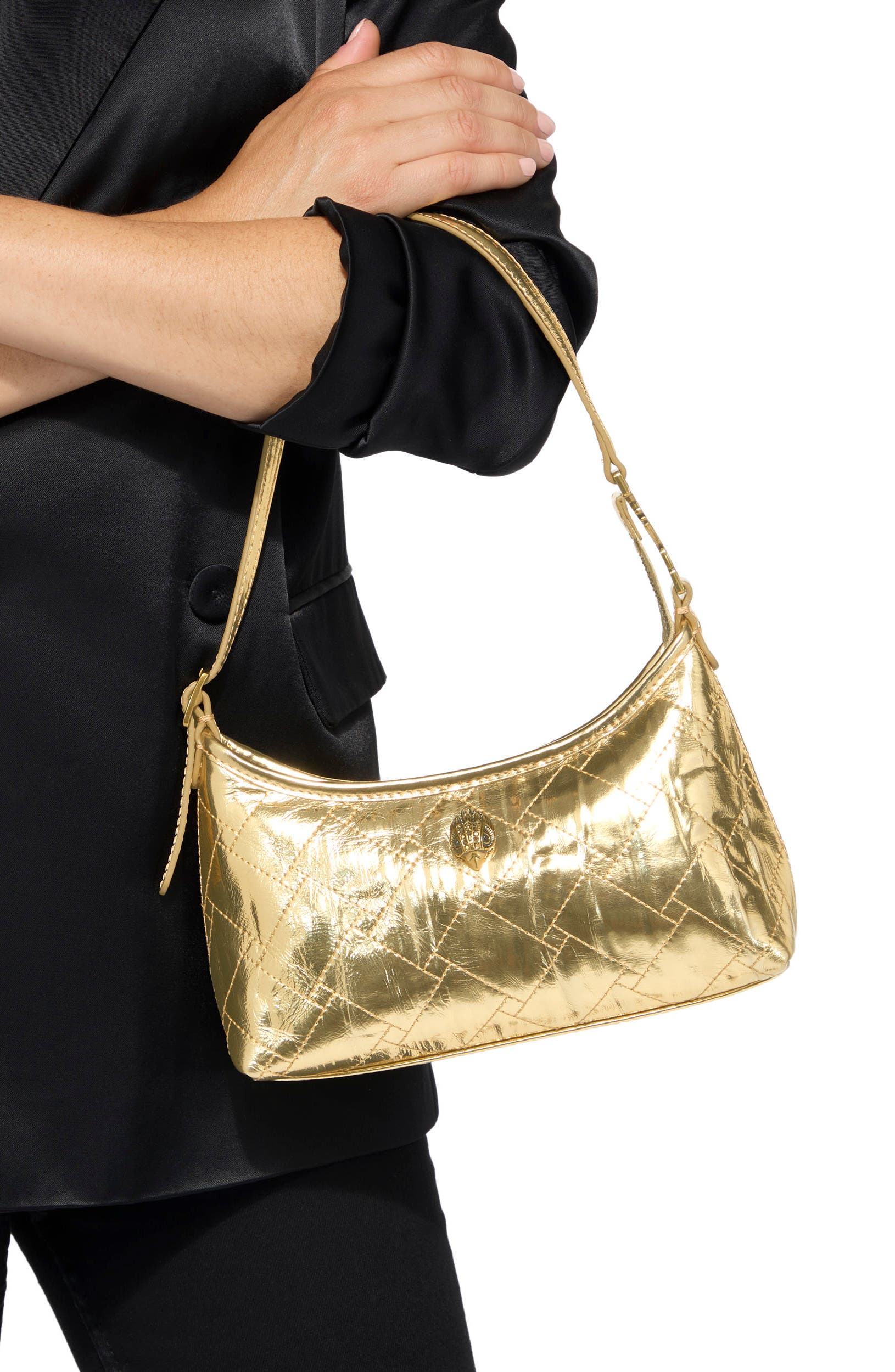 Kurt Metallic Leather Sling Bag, Alternate, color, GOLD