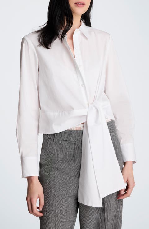 Tie Waist Poplin Shirt