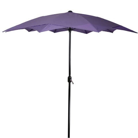 8.85ft Outdoor Patio Lotus Umbrella With Hand Crank, Purple