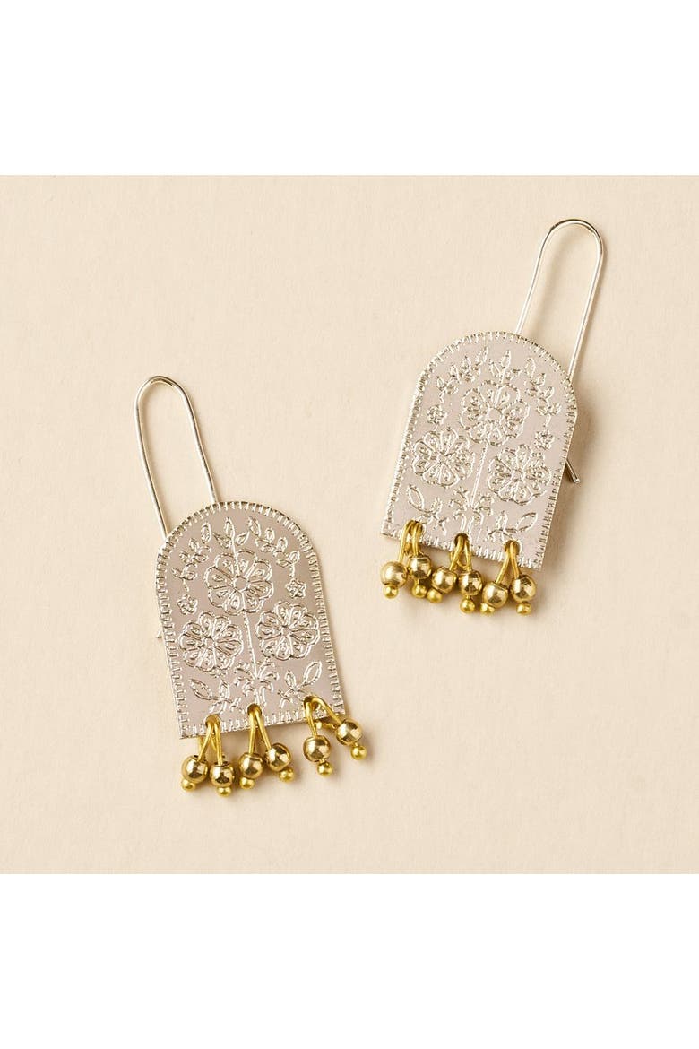 Haveli Etched Statement Earring, Alternate, color, Bronze