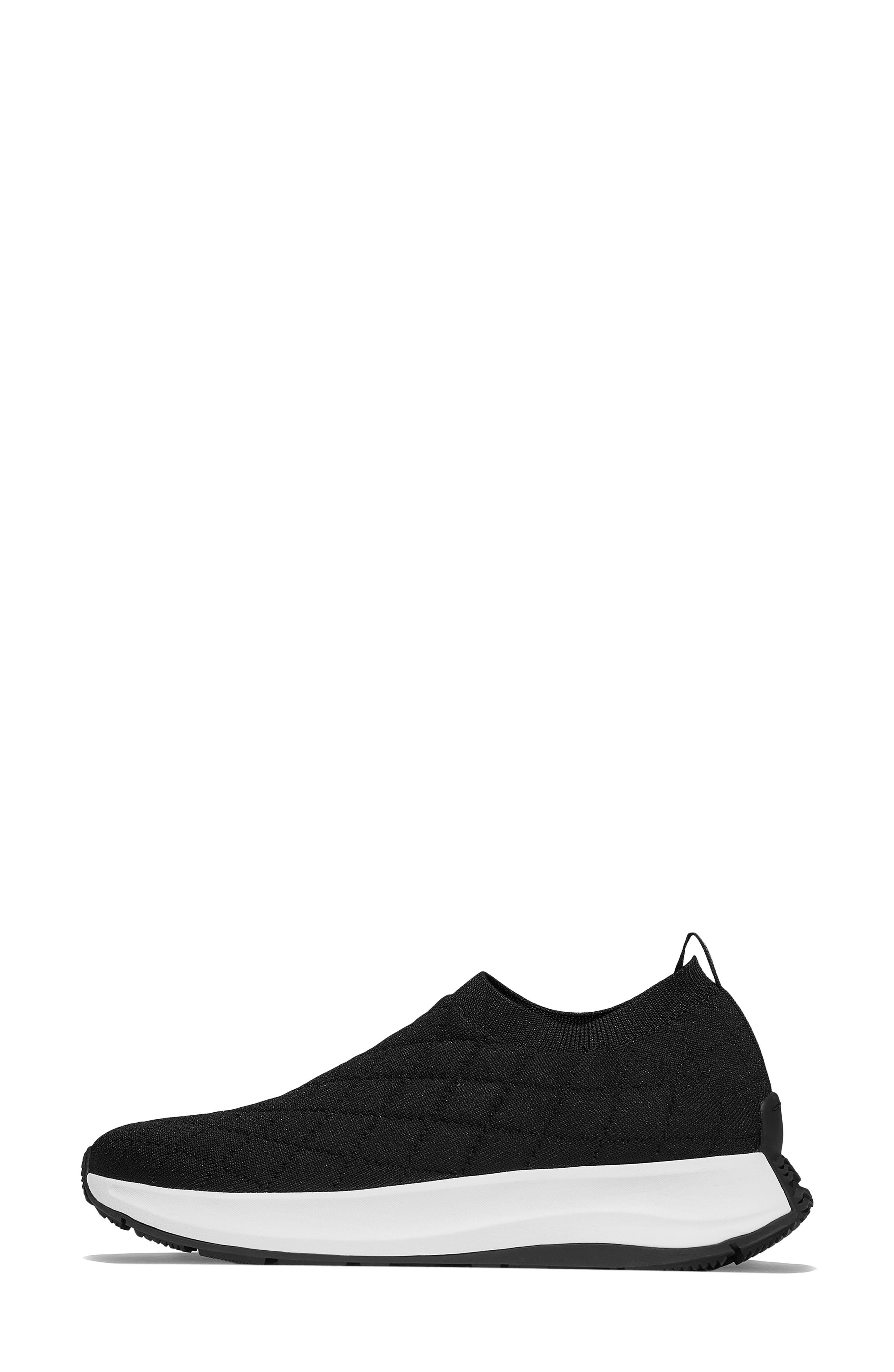 FitFlop F-Mode Flow Quilted Knit Sneaker, Alternate, color, Black