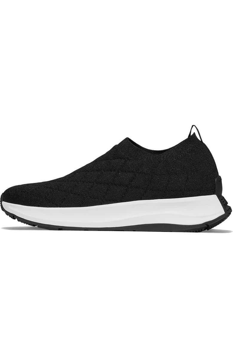 FitFlop F-Mode Flow Quilted Knit Sneaker, Alternate, color, Black