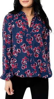 GIBSONLOOK Button Front Blouson Sleeve Blouse