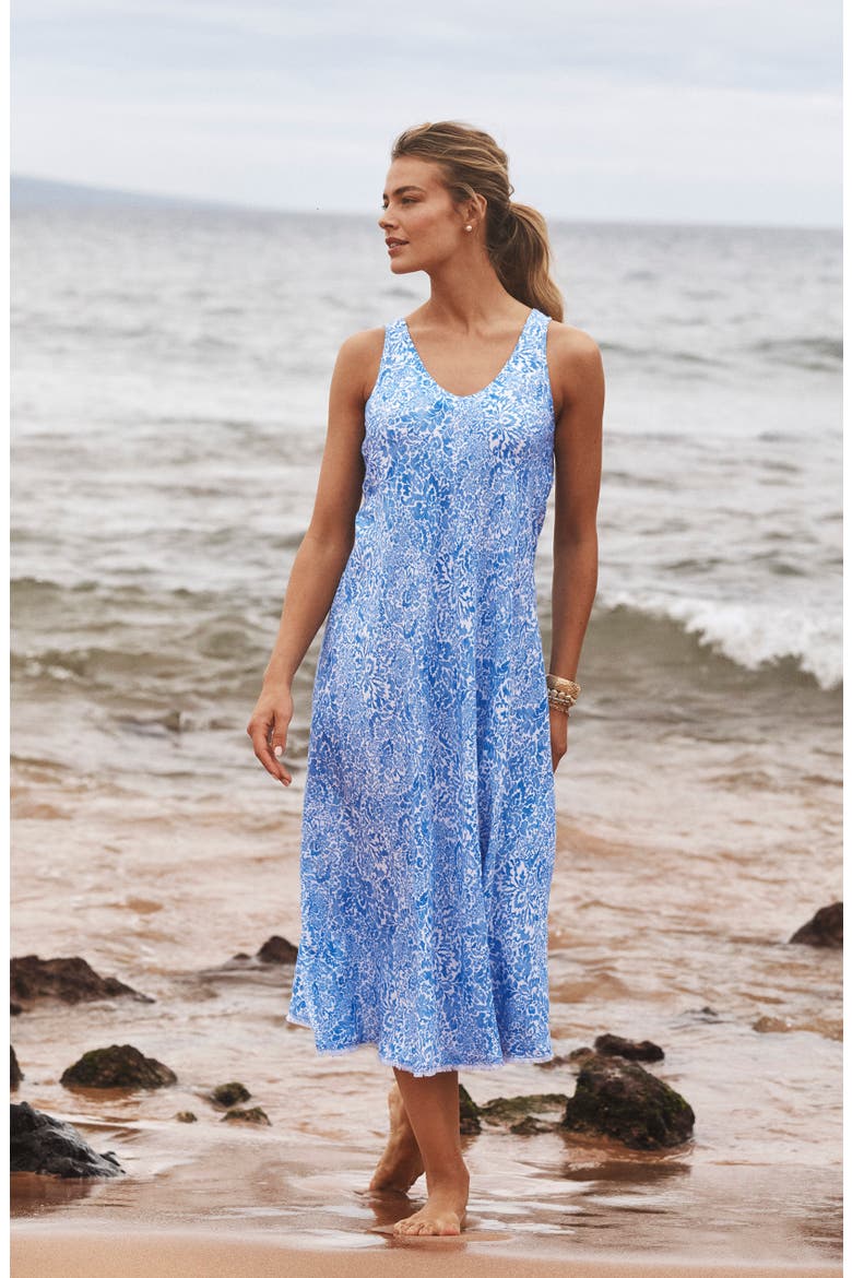 Paisley Daze Bias Cut Linen Blend Coverup, Alternate, color, PARADISO BLU