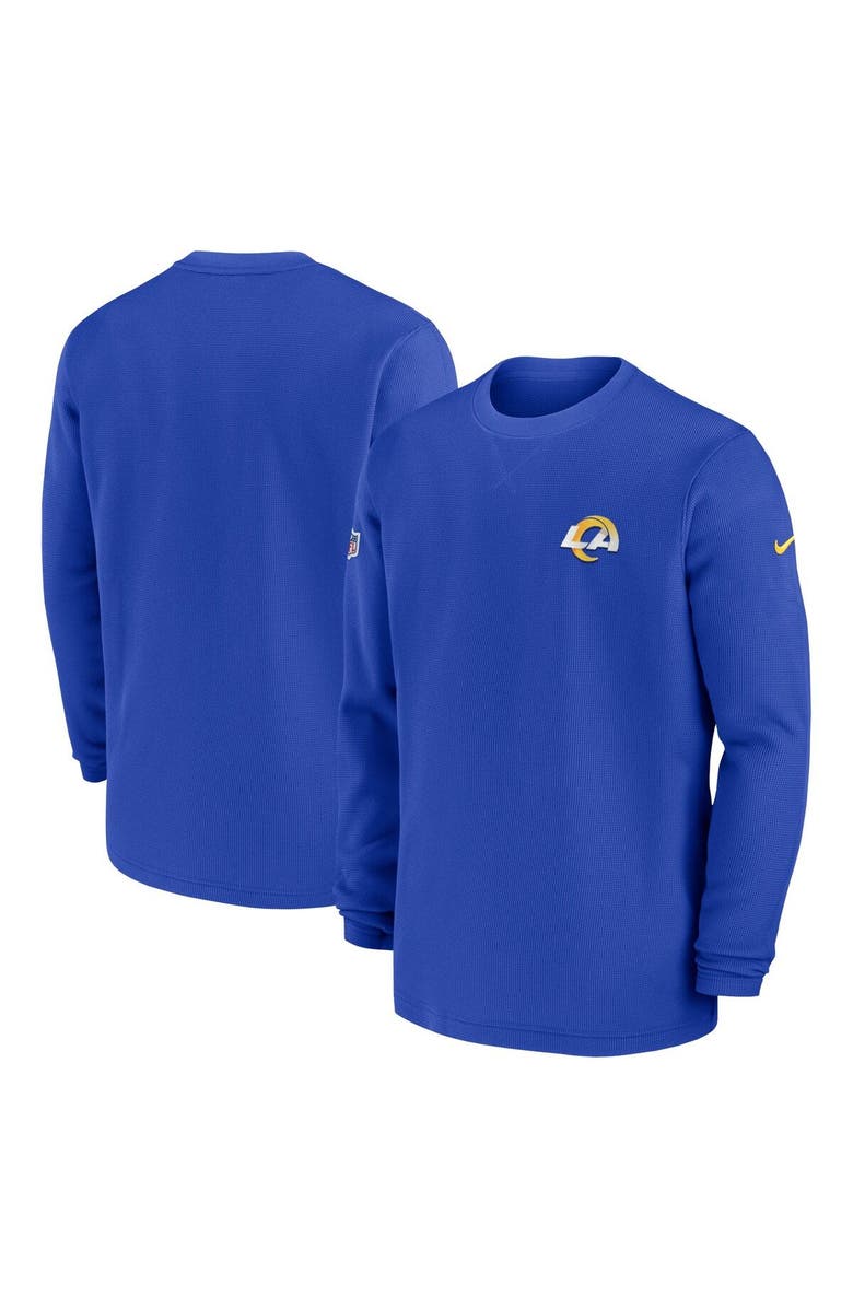 Nike Men's Nike  Royal Los Angeles Rams 2023 Sideline Throwback Heavy Brushed Waffle Long Sleeve Top, Main, color, Royal