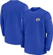 Nike Men's Nike  Royal Los Angeles Rams 2023 Sideline Throwback Heavy Brushed Waffle Long Sleeve Top