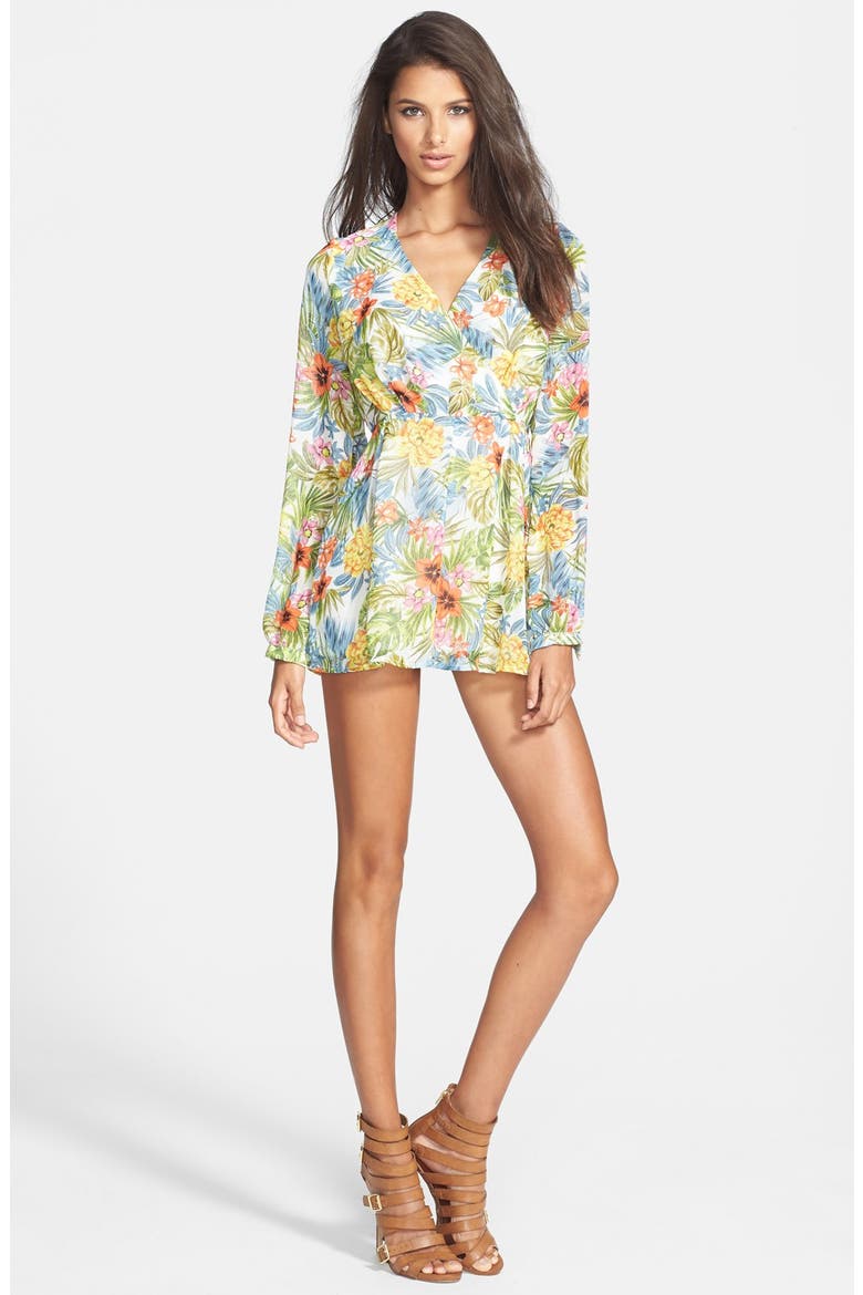 Surplice Long Sleeve Romper, Main, color, MAI TAI