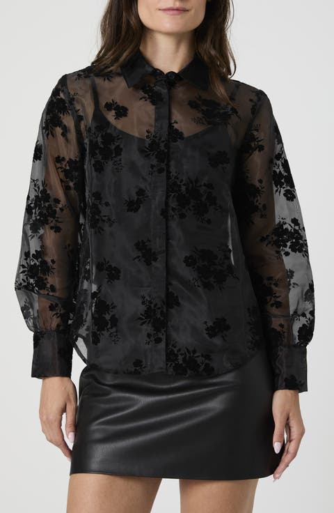 Velvet Burnout Organza Sheer Shirt