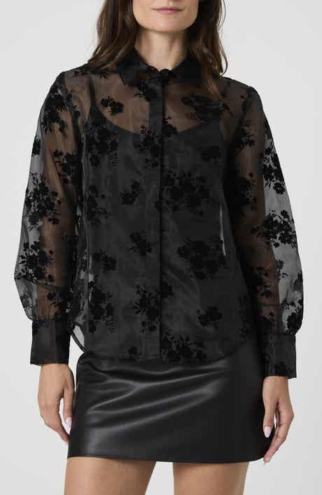 French Connection Velvet Burnout Organza Sheer Shirt