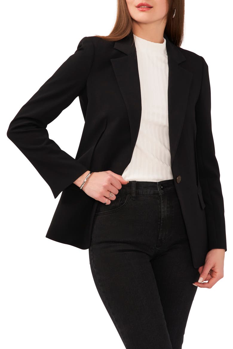 One-Button Blazer, Main, color, RICH BLACK