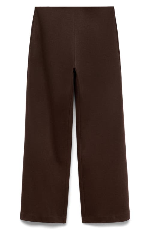 Mango Straight Fit Cotton Blend Pants In Brown