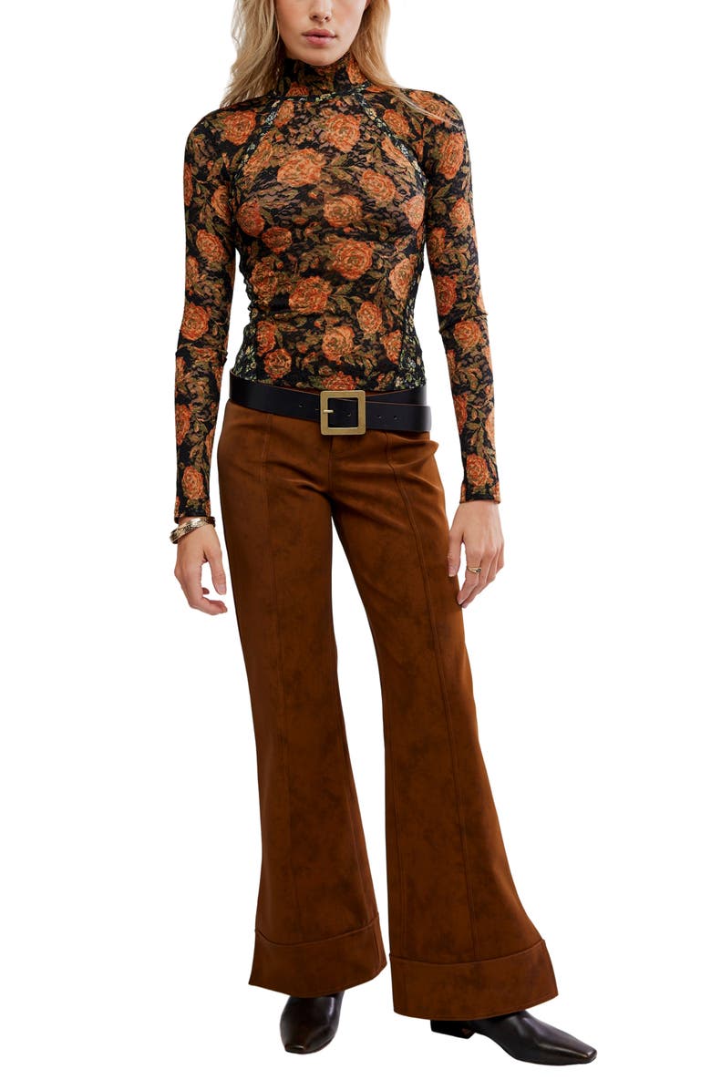 Free People Lyric Floral Lace Top, Alternate, color, Black Combo