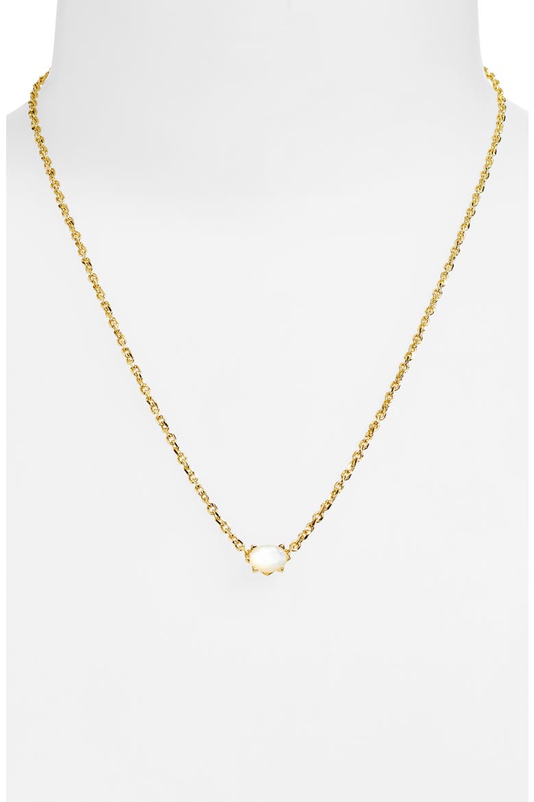 Cailin Cubic Zirconia Huggie Hoop Earrings & Pendant Necklace Gift Set, Alternate, color, GOLD IVORY MOTHER OF PEARL