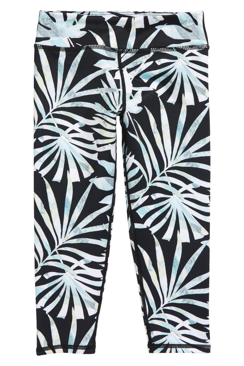 High Waist Crop Leggings, Main, color, BLACK WATERCOLOR FROND