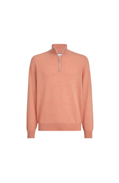 Cashmere sweater with half zip