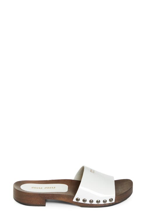 Shop Miu Miu Clog Slide Sandal In Bianco