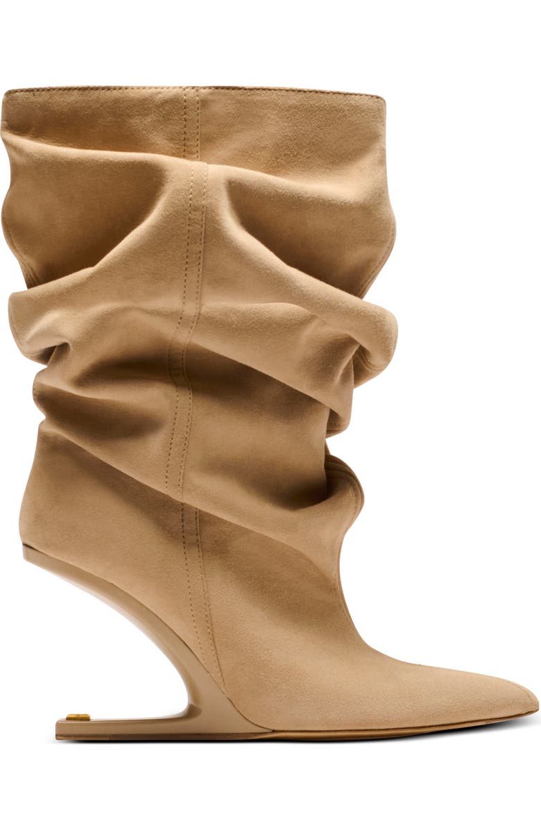 Balmain "No Wedge" suede ankle boots, Alternate, color, Beige