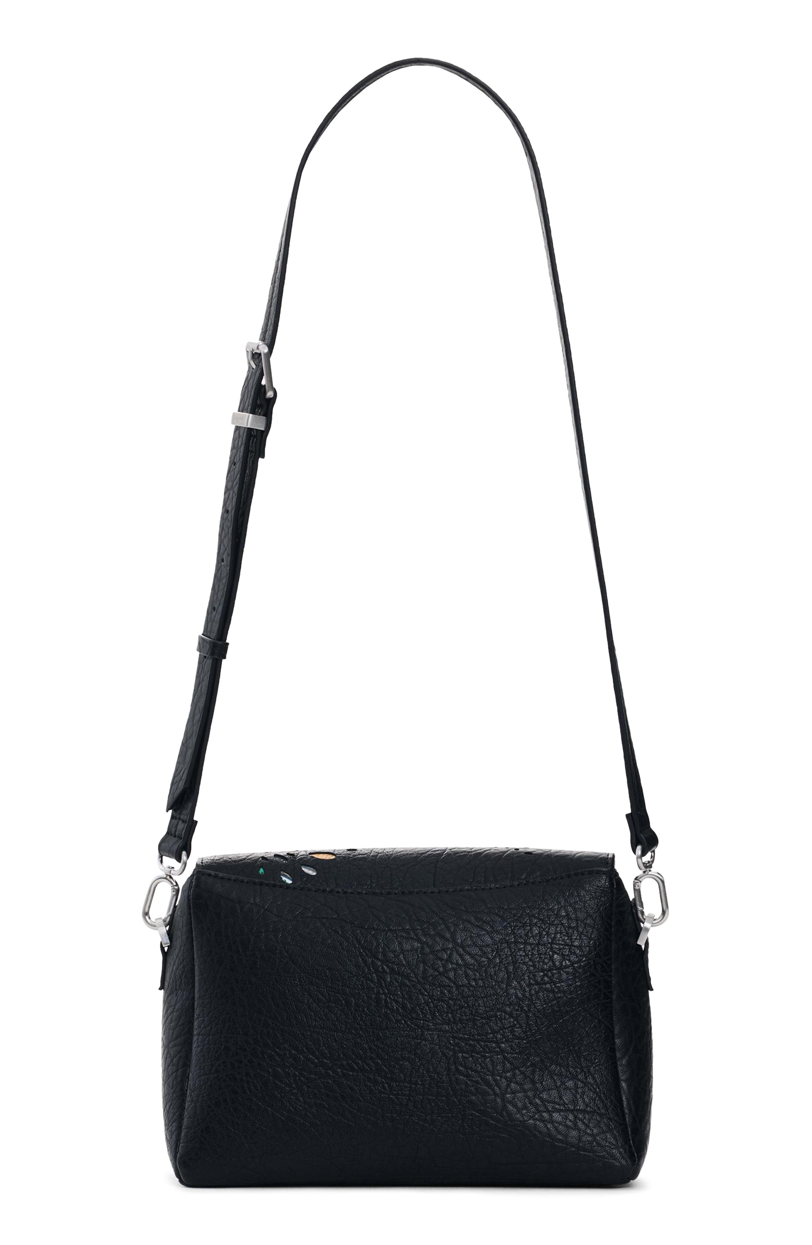 Desigual Butterfly Cutout Faux Leather Shoulder Bag, Alternate, color, Black