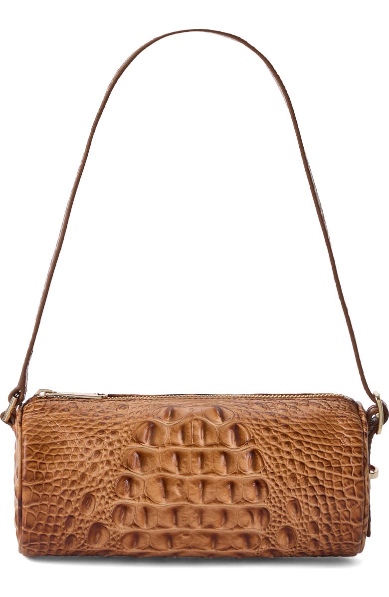 Brahmin Billie Croc Embossed Leather Barrel Bag, Main, color, Cinnamon