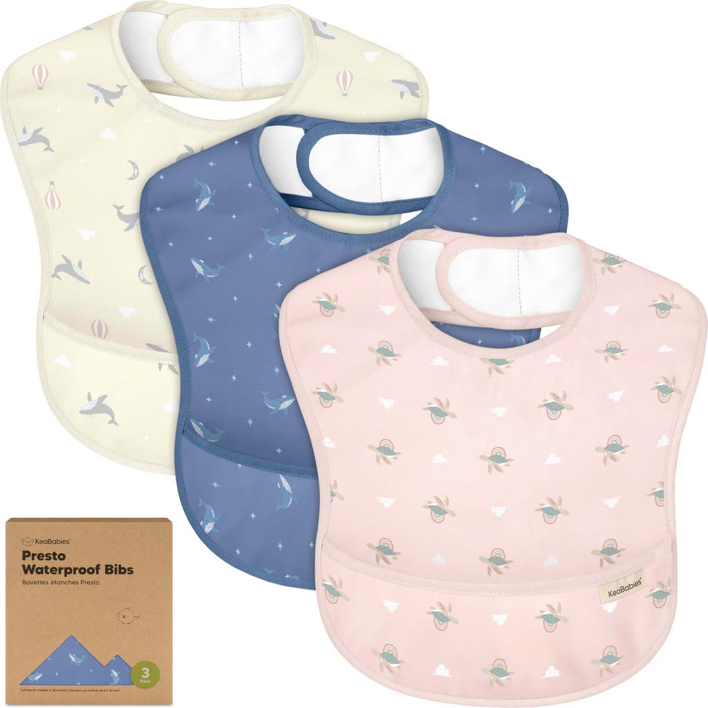 Keababies 3-pack Presto Waterproof Bibs In Marine Muse