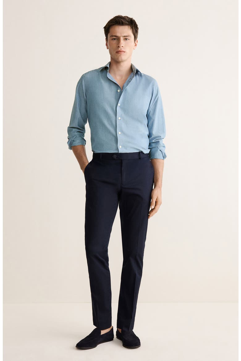 Slim Fit Cotton Button-Up Shirt, Alternate, color, BLUE