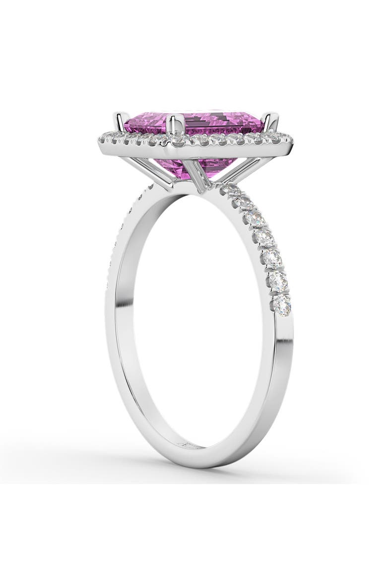 Lab Pink Sapphire & Lab Diamond Engagement Ring 14k, Alternate, color, 3.32ct/White Gold
