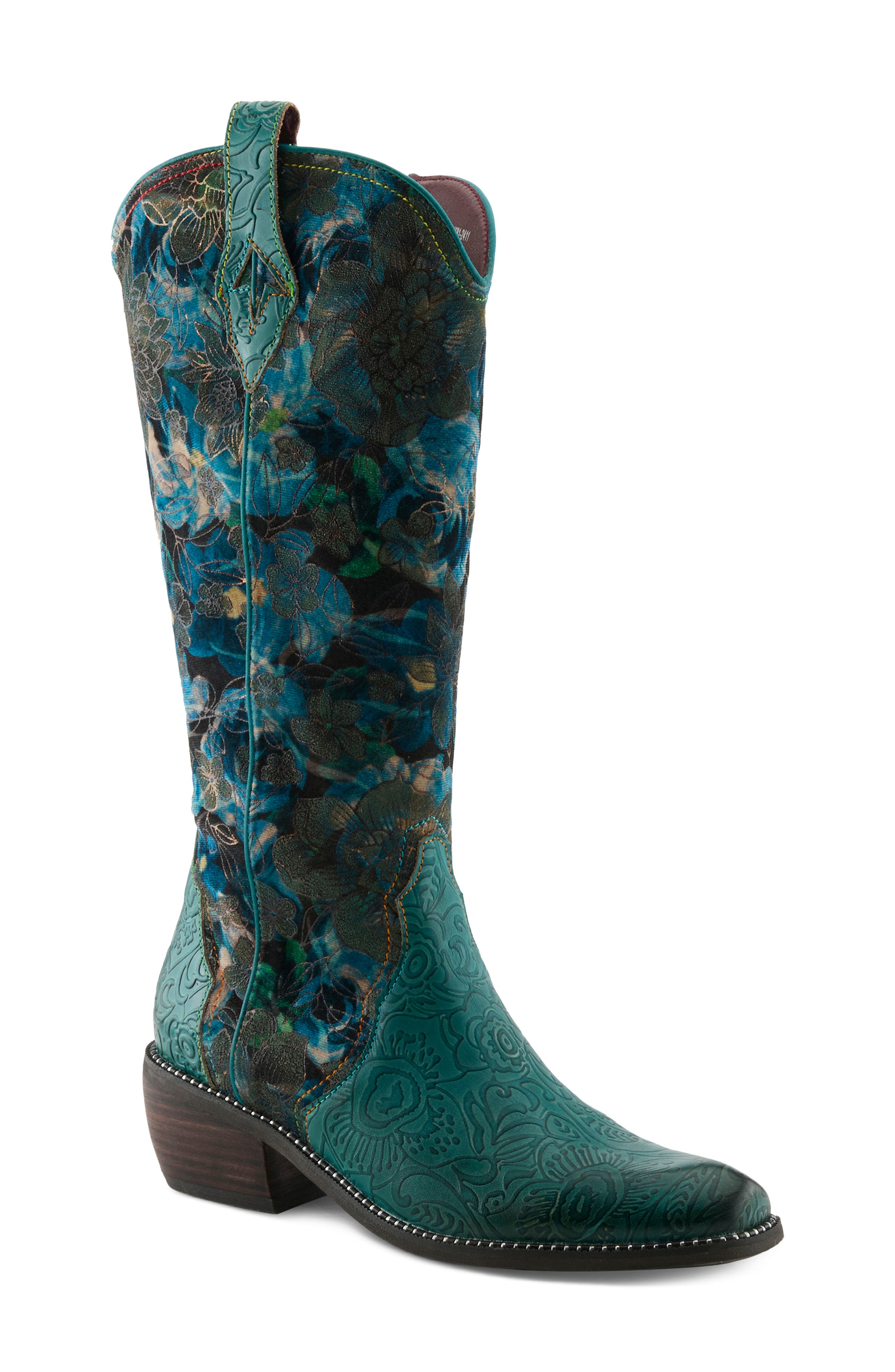 L'Artiste by Spring Step Rodeoqueen Western Boot, Main, color, Turquoise Multi