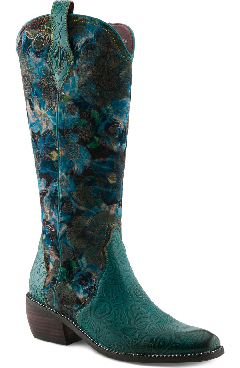 L'Artiste by Spring Step Rodeoqueen Western Boot, Main, color, Turquoise Multi