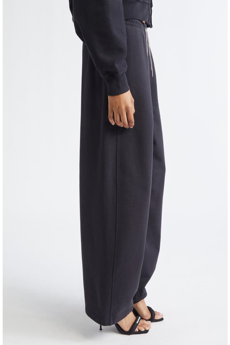 Wide Leg Sweatpants with Rhinestone Drawstring, Alternate, color, BLACK