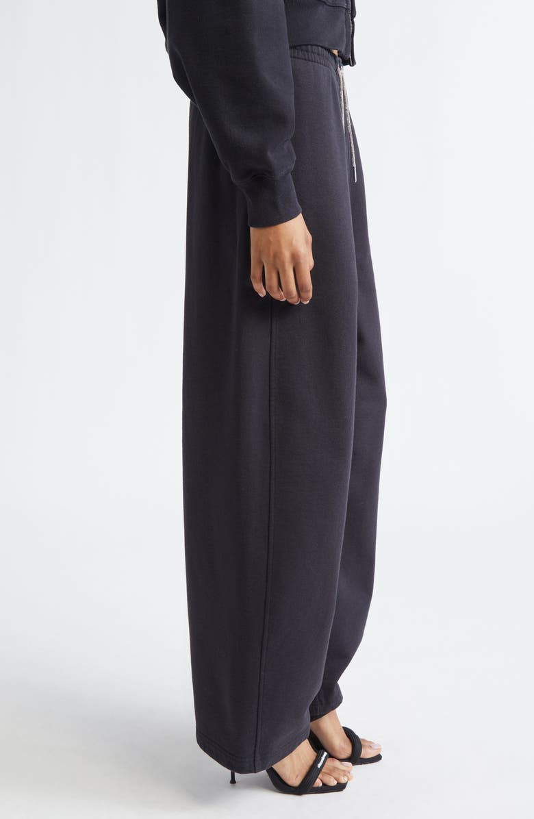 Alexander Wang Wide Leg Sweatpants with Rhinestone Drawstring, Alternate, color, Black