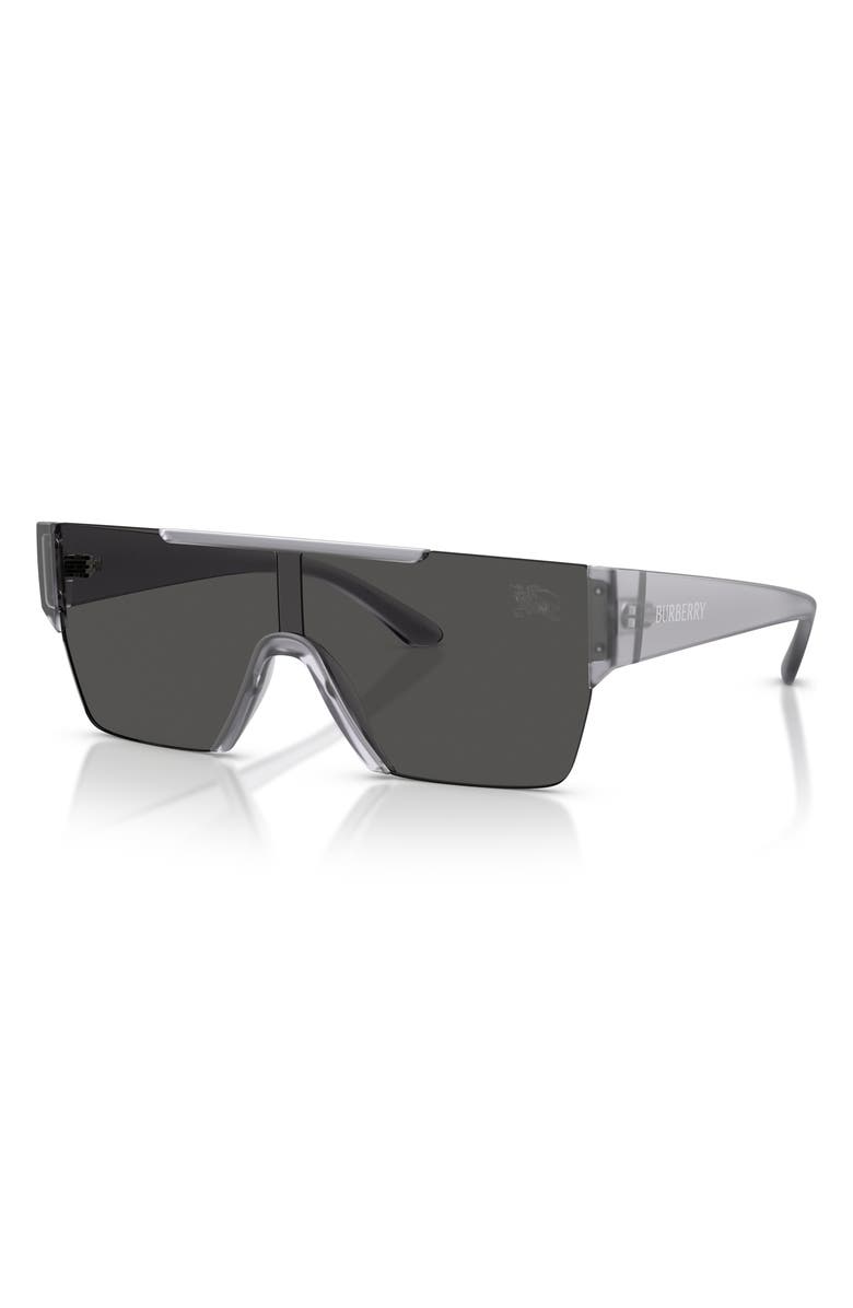 Burberry 138mm Shield Sunglasses, Alternate, color, Transparent Matte / Dark Grey