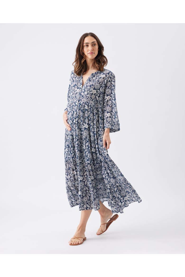 Ezra Tiered Dress, Alternate, color, Ink / White