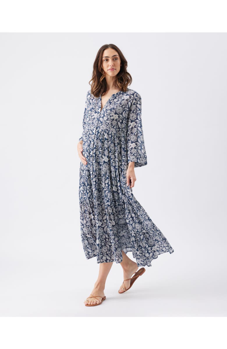 Ripe Maternity Ezra Tiered Dress, Alternate, color, Ink / White
