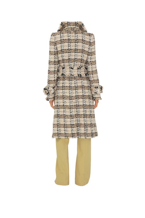 Burberry Check Bouclé Coat In String/fossil