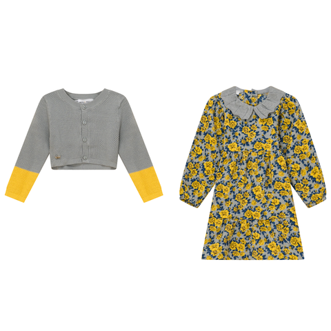 Floral A-Line Dress and Cardigan Set (Toddler, Little Kid & Big Kid)
