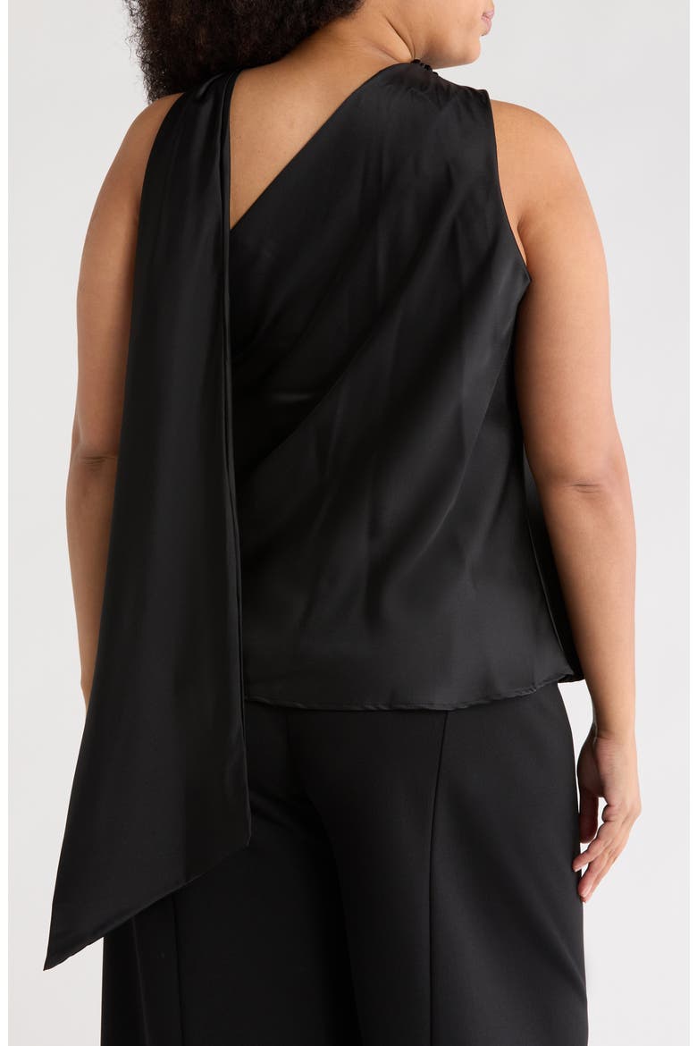 Scarf Detail One Shoulder Top, Alternate, color, BLACK