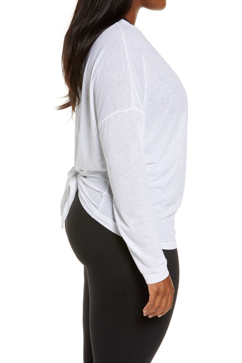 Breezy Tie Back Long Sleeve T-Shirt, Alternate, color, WHITE