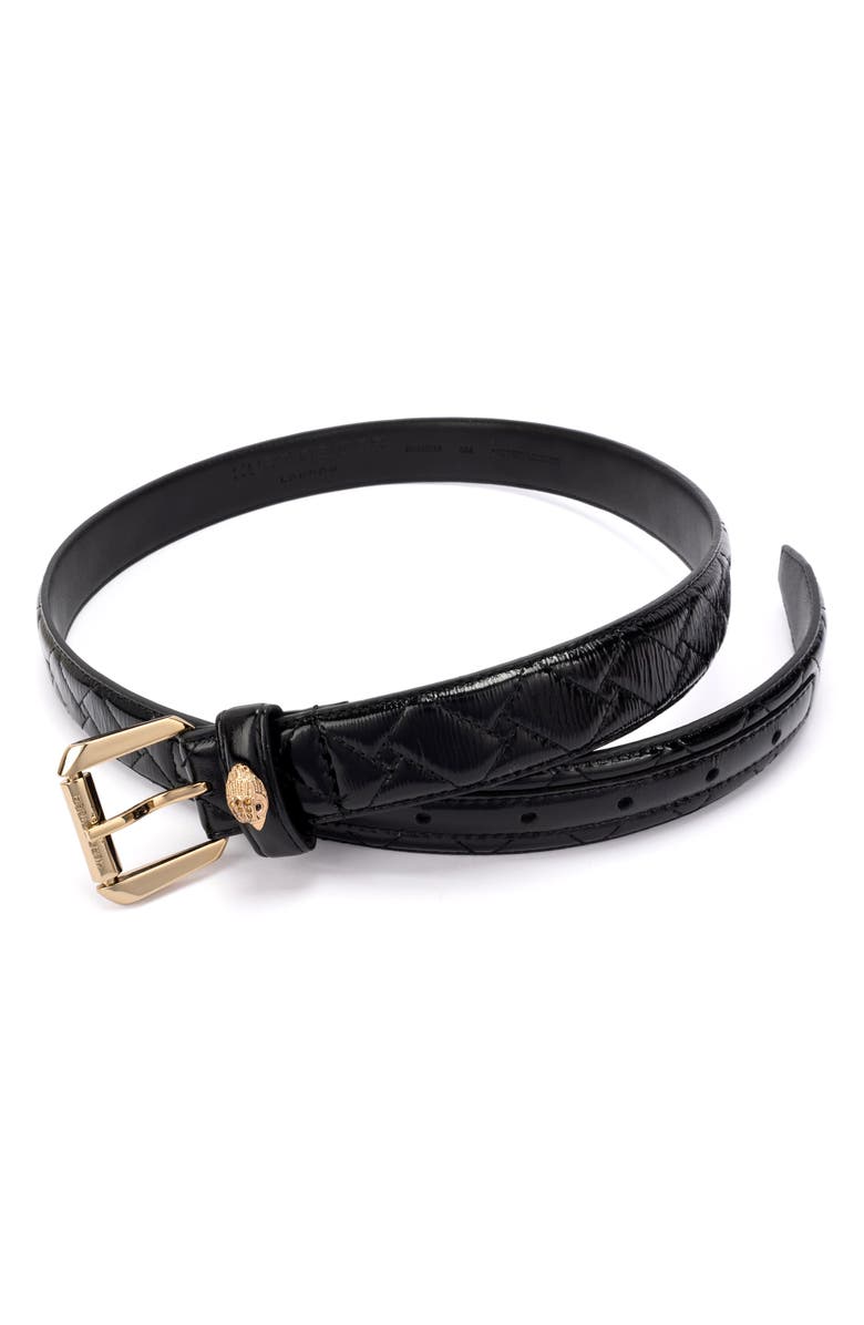 Kurt Geiger London Kensington Quilted Patent Leather Belt, Alternate, color, 