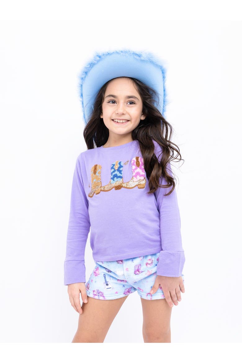 Plush Wild West loungewear Shorts, Main, color, Periwinkle