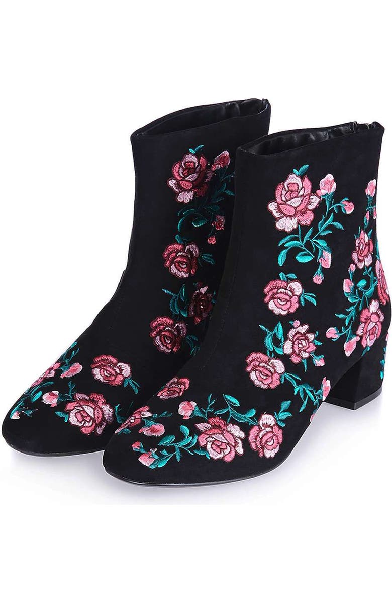 Topshop Blossom Embroidered Bootie, Main, color,
