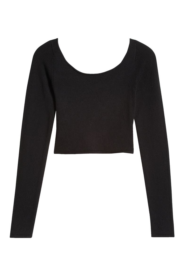 Cross Back Crop Sweater, Alternate, color, BLACK