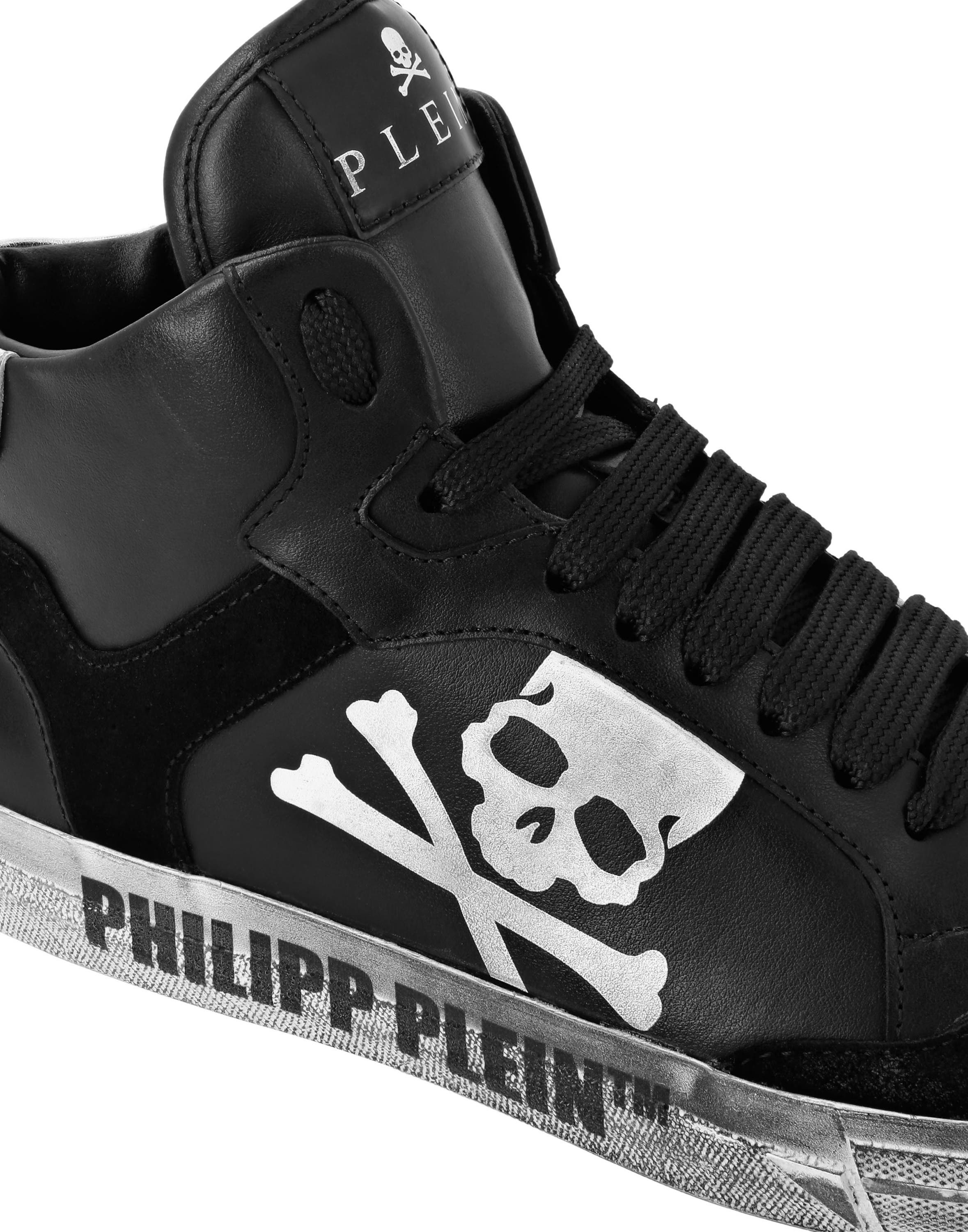 High-Top Sneakers Retrokickz Leather Unisex, Alternate, color, black/silver